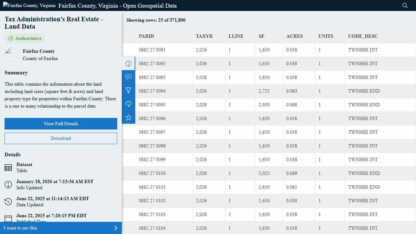 Tax Administration's Real Estate - Land Data Fairfax County GIS & Mapping Services Open Data Site