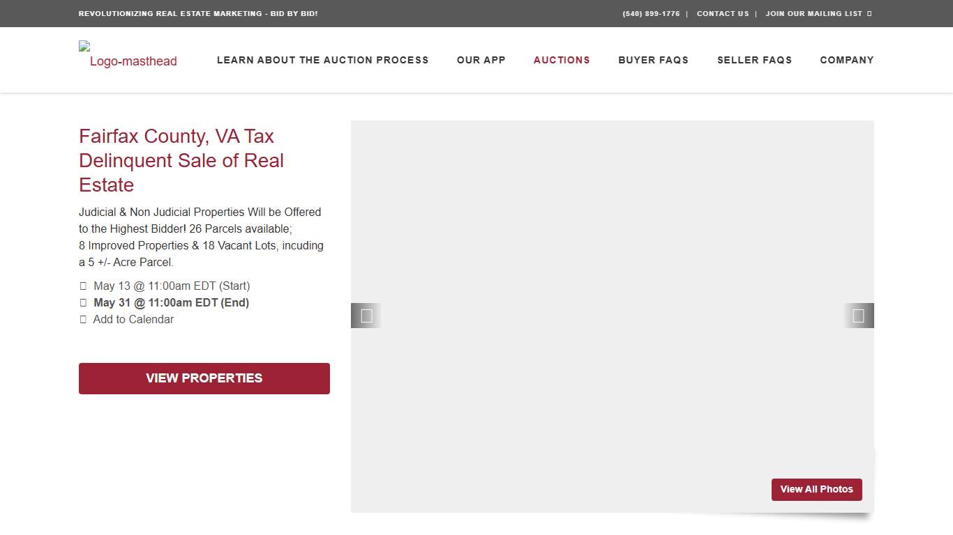 Fairfax County, VA Tax Delinquent Sale of Real Estate