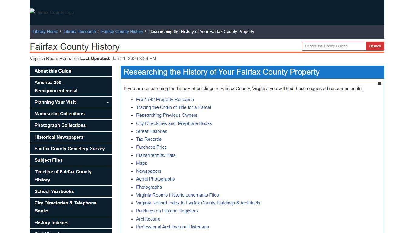 Researching the History of Your Fairfax County Property - Fairfax County History - Library Research at Fairfax County Government
